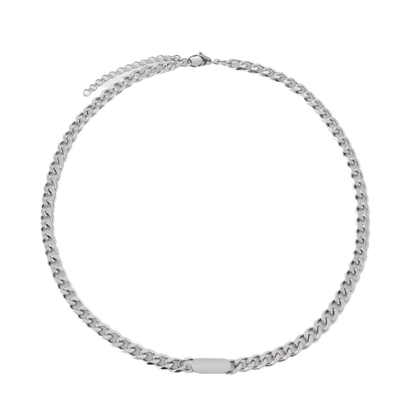 Unisex Retro Hip-Hop Polished Titanium Steel U-Shape Spliced Cuban Chain Necklace