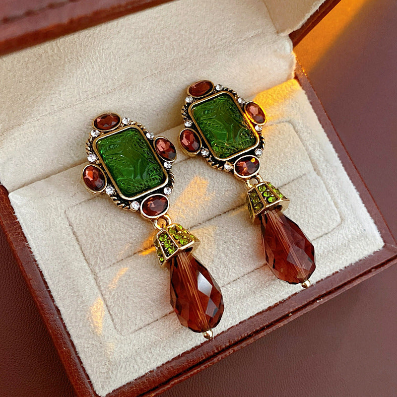 Chic Floral and Geometric Square Pearl Stud Earrings with Rhinestone Inlay and 925 Sterling Silver Posts