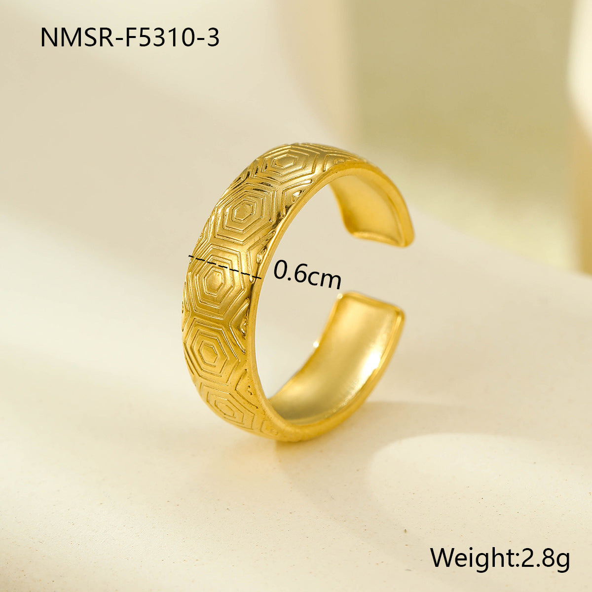 Anello aperto geometrico minimalista in acciaio inossidabile con placcatura in oro 18 carati, design multistrato cavo da donna