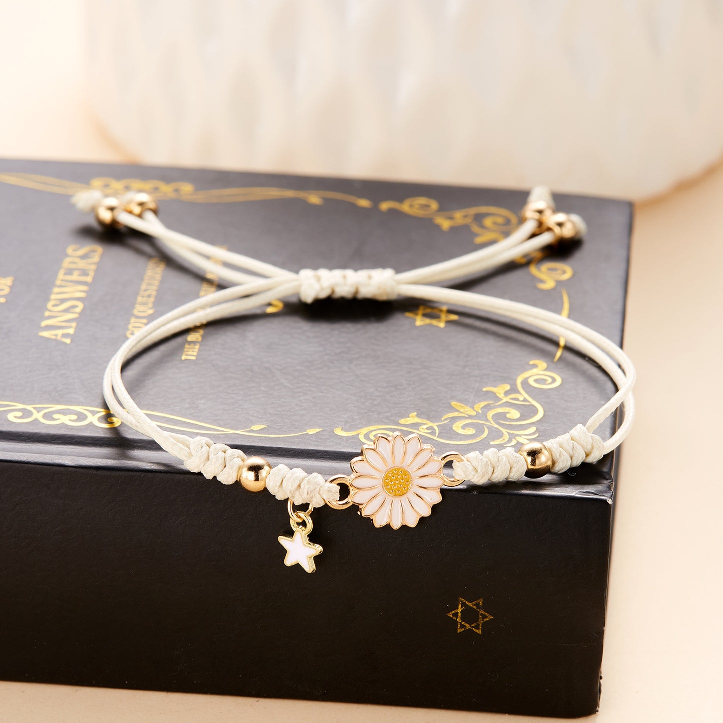 Set de pulseras de aleación de flores de margarita minimalistas para niñas, joyas frescas de verano para niños