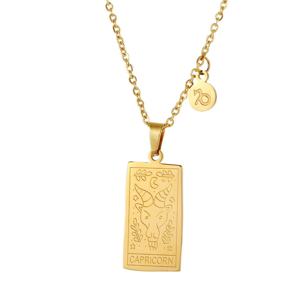 Vintage Geometric Square Titanium Steel Necklace with Alloy Pendant on Ball Chain