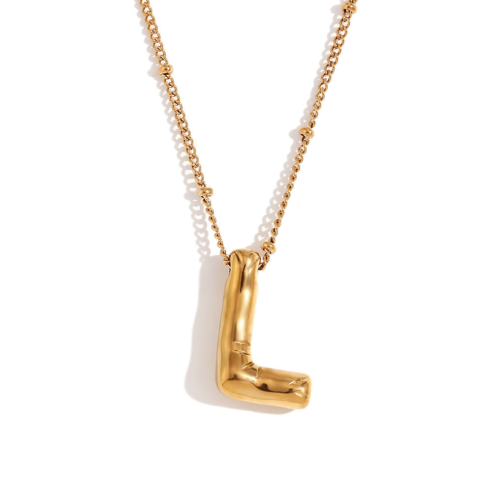 Fashionable Letter-Shaped Stainless Steel Pendant Necklace with 18K Gold Plating for Women