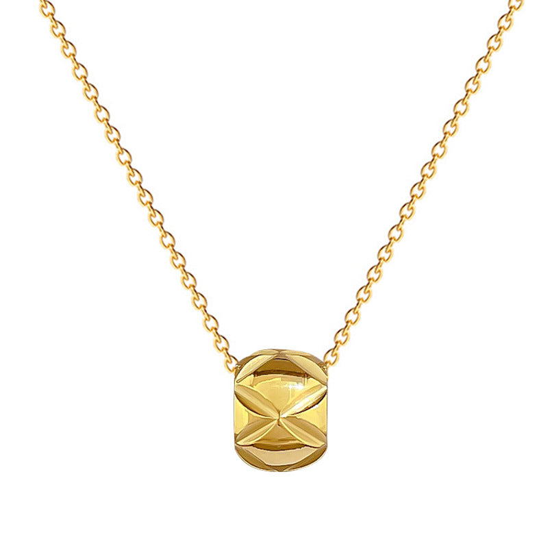 Cartoon Style Geometric Titanium Steel Plated Necklace for Women with Hollow Waist Design and Gourd Motif