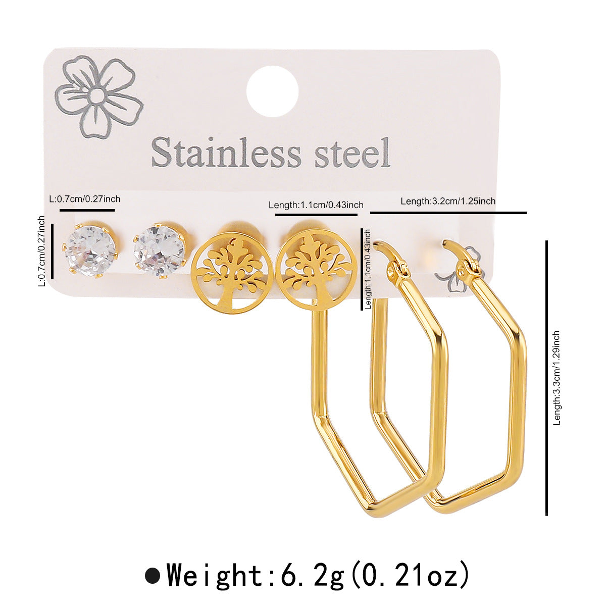 Minimalist Geometric Stainless Steel Earrings Set with Plating Finish for Women