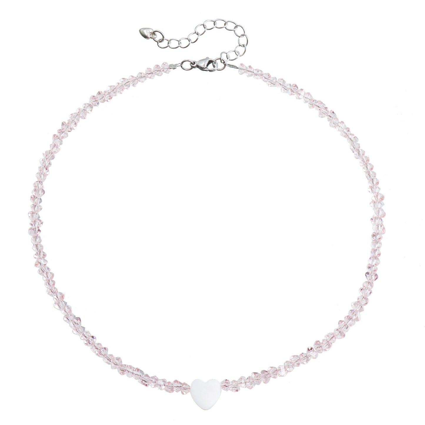 Collar Minimalista de Cuentas de Cristal con Forma de Corazón para Mujer con Colgante de Aleación Chapado en Oro y Delicada Cadena para Clavícula