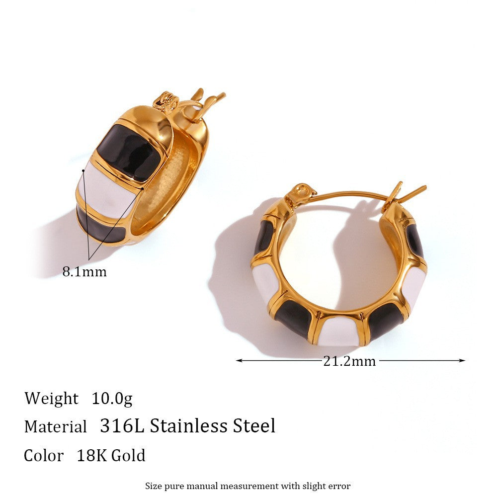 Vintage-Inspired Geometric U-Shaped Titanium Steel Earrings for Women with 18K Gold Plating