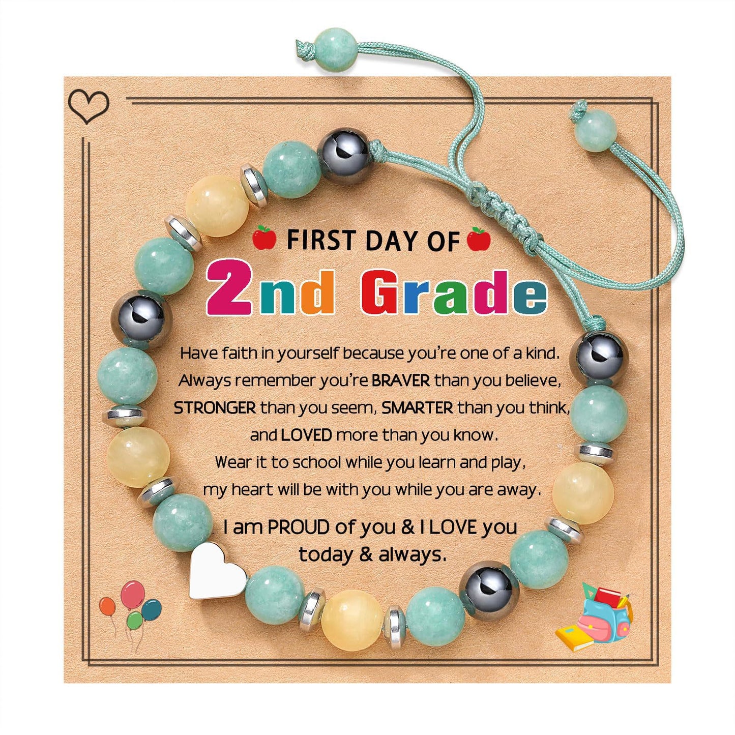 Handmade Geometric Heart Zebra Print Natural Stone Beaded Bracelet Unisex Fashion Jewelry