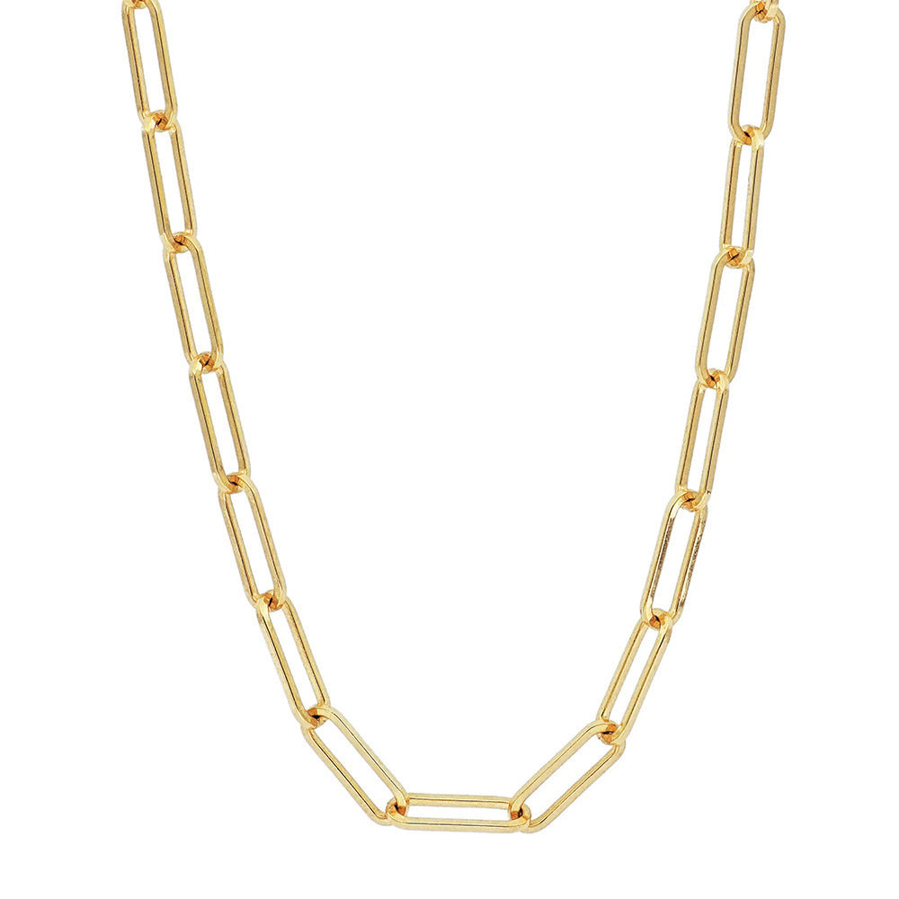 Minimalist Oval Geometric Titanium Steel Plated Necklace with Cubic Zirconia Inlay for Women DIY Charm Bar