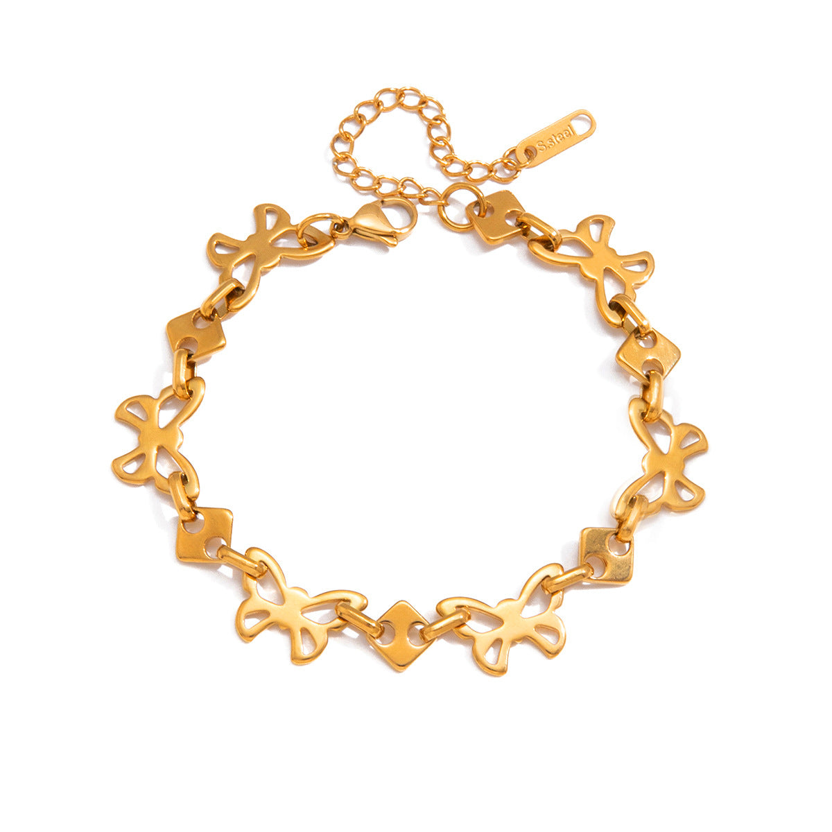 Minimalist Butterfly Geometric Stainless Steel Plated Bracelet for Women