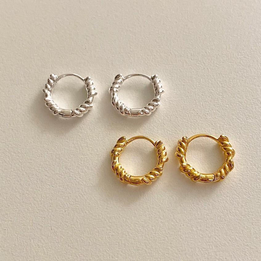 Orecchini a perno a spirale minimalisti in argento per donne con perni in argento Sterling 925 e finitura placcata