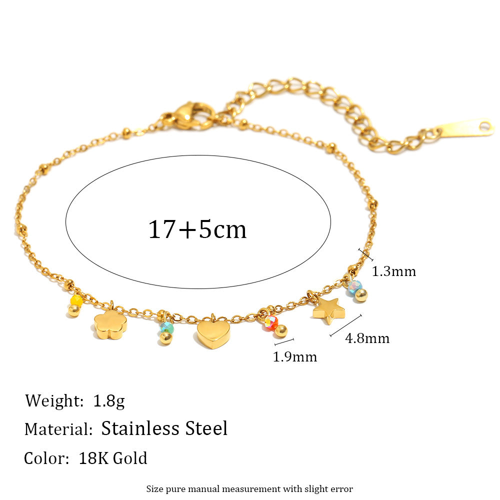 Fashionable OL Style Geometric Stainless Steel Plated 18K Gold Tassel Bracelet for Women