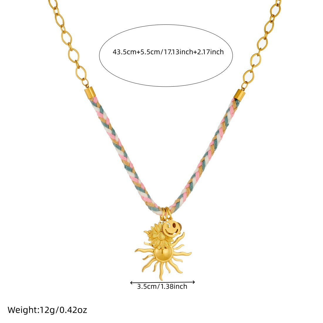 Sweet Gold Plated Stainless Steel Sunflower Pendant Necklace for Women