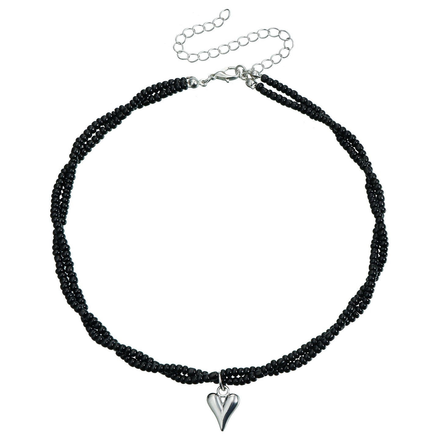 Minimalist Double-Layer Crystal Heart Pendant Necklace for Women Alloy with Electroplating Finish