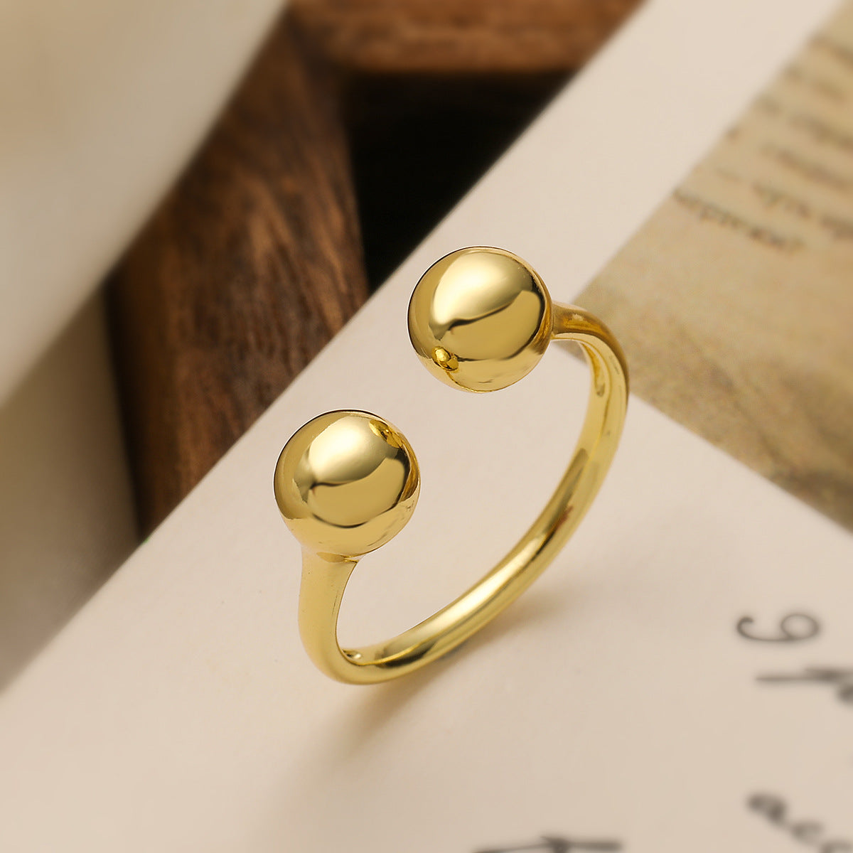 Minimalist Geometric Open-Fit Copper Ring with Gold Plating for Women