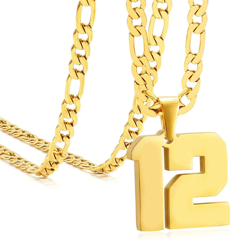 Minimalist Numeric Pendant Necklace for Men and Women Stainless Steel Chain with Polished Titanium Steel Charm