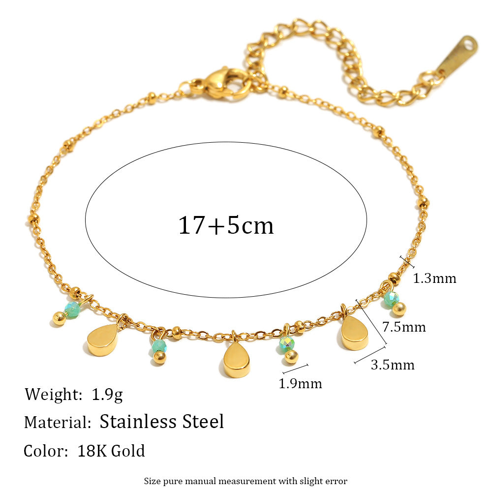 Fashionable OL Style Geometric Stainless Steel Plated 18K Gold Tassel Bracelet for Women