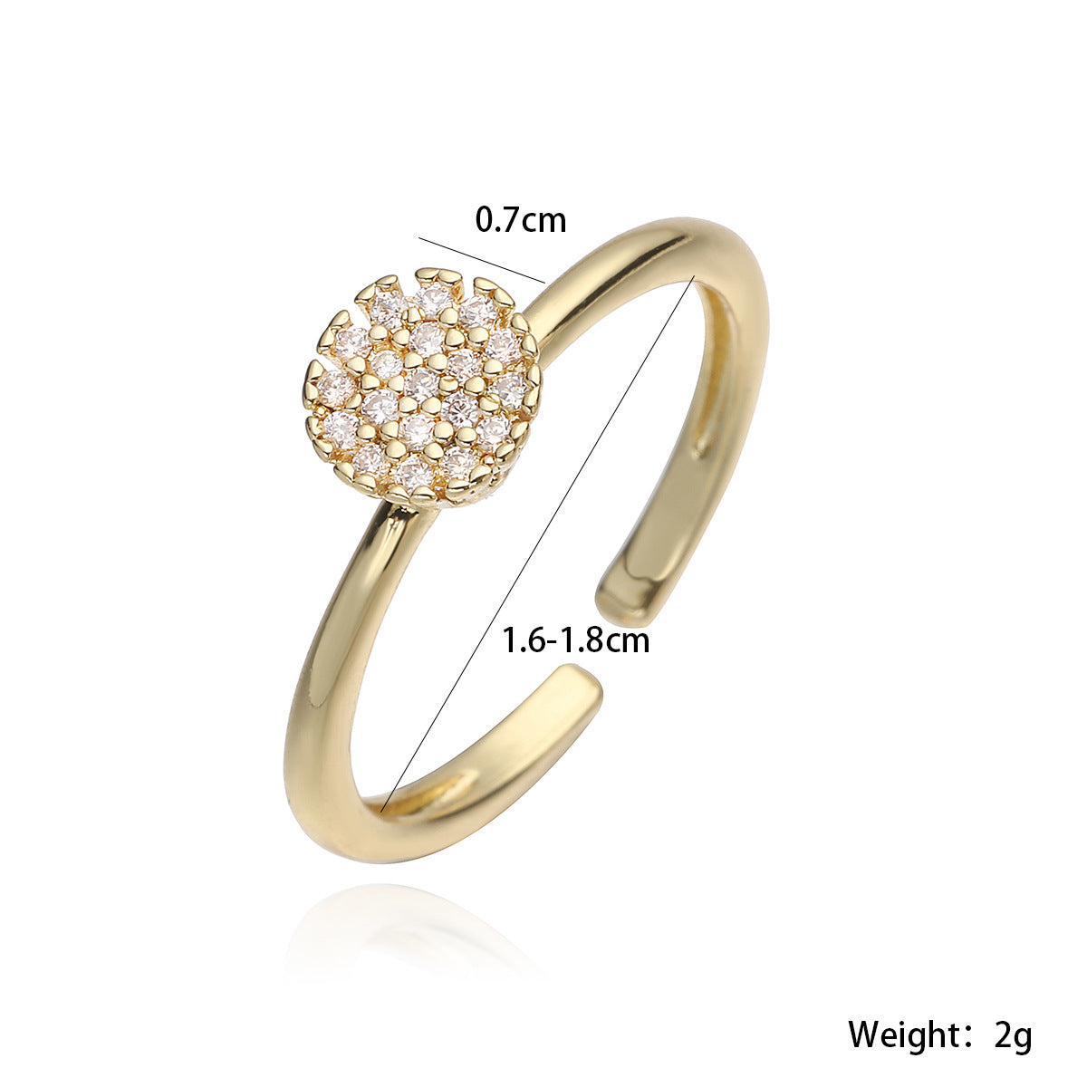 Minimalist 18K Gold Plated Brass Geometric Ring with Cubic Zirconia for Women