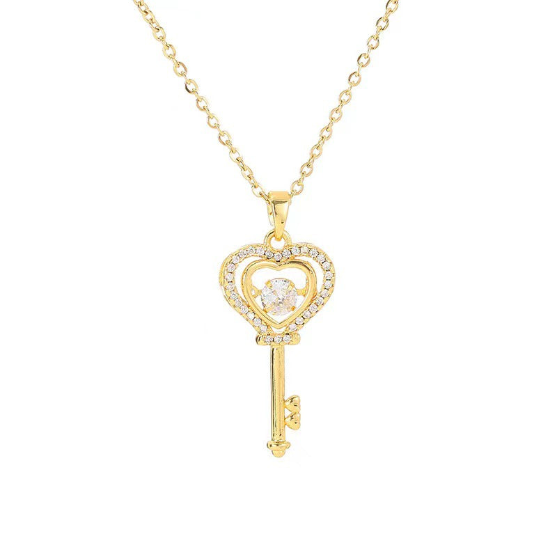 Minimalist Crown-Shaped Titanium Steel Pendant Necklace with Rhinestone Inlay for Women
