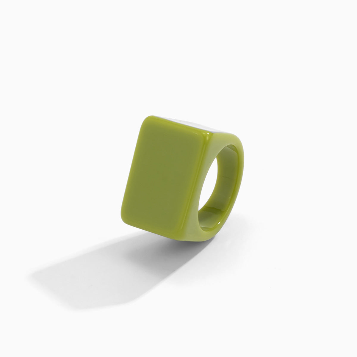 Anillo Cuadrado Geométrico Chic de Resina para Mujer con Acabado Pulido, Joyería de Estilo Dulce y Atrevido para Vacaciones