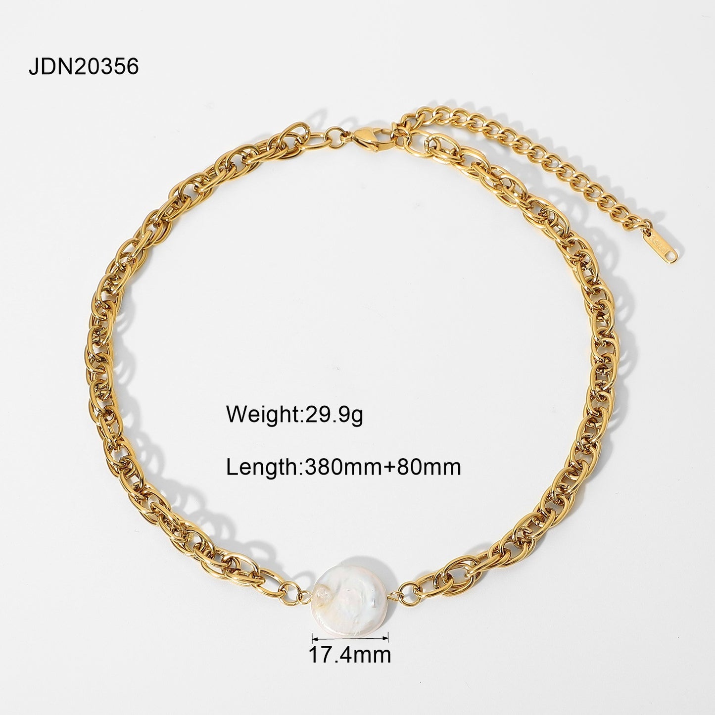 Fashionable Ins Style Geometric 18K Gold Plated Stainless Steel Multi-Layer Twisted Chain Pearl Necklace for Women