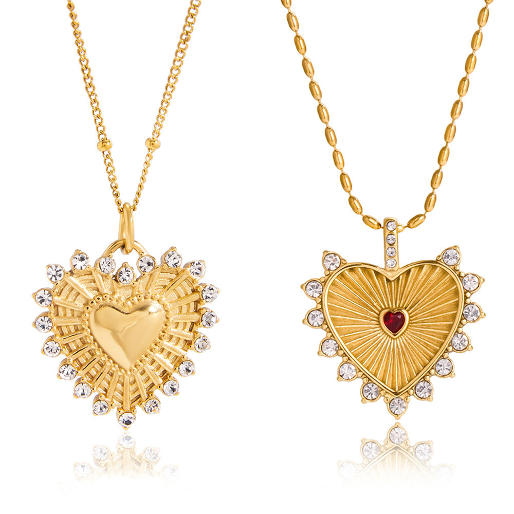 Collana pendente minimalista a forma di cuore in acciaio al titanio con finitura placcata da donna