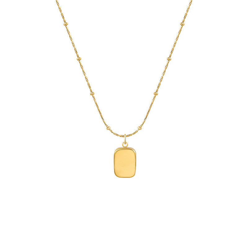 Minimalist Geometric Square Titanium Steel Plated Pendant Necklace for Women Unisex Delicate Clavicle Chain Versatile Sweater Chain