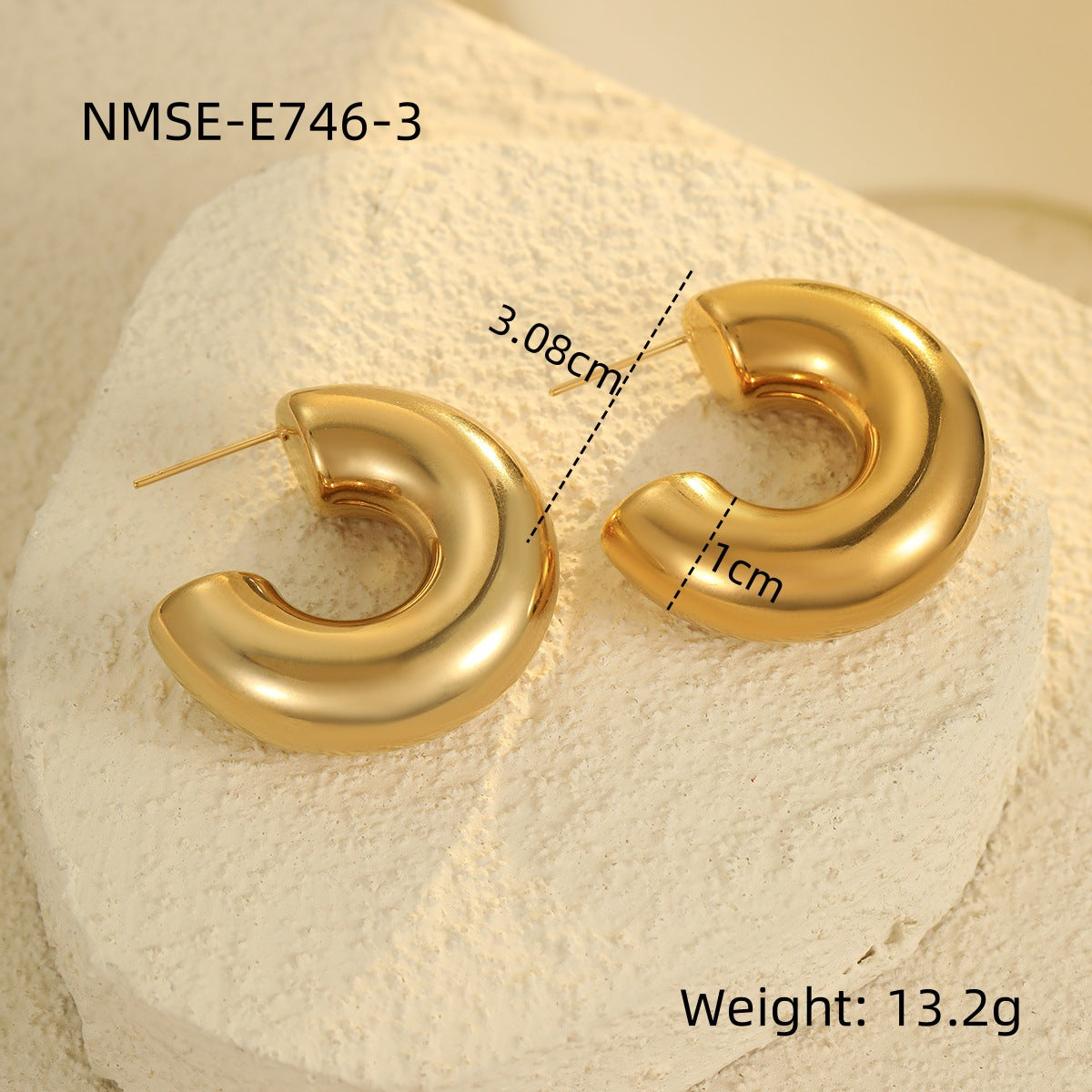 Pendientes minimalistas de acero inoxidable con forma de C, chapados en oro de 18 quilates, de moda para mujer
