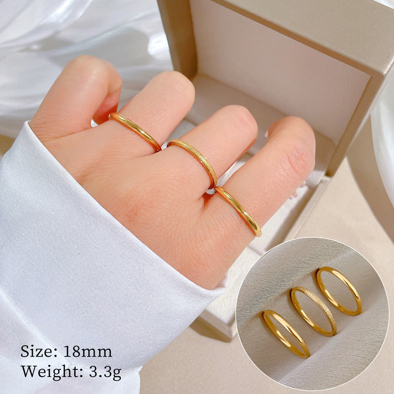 Geometric Minimalist Titanium Steel Polished Ring for Unisex Fashion Commuter