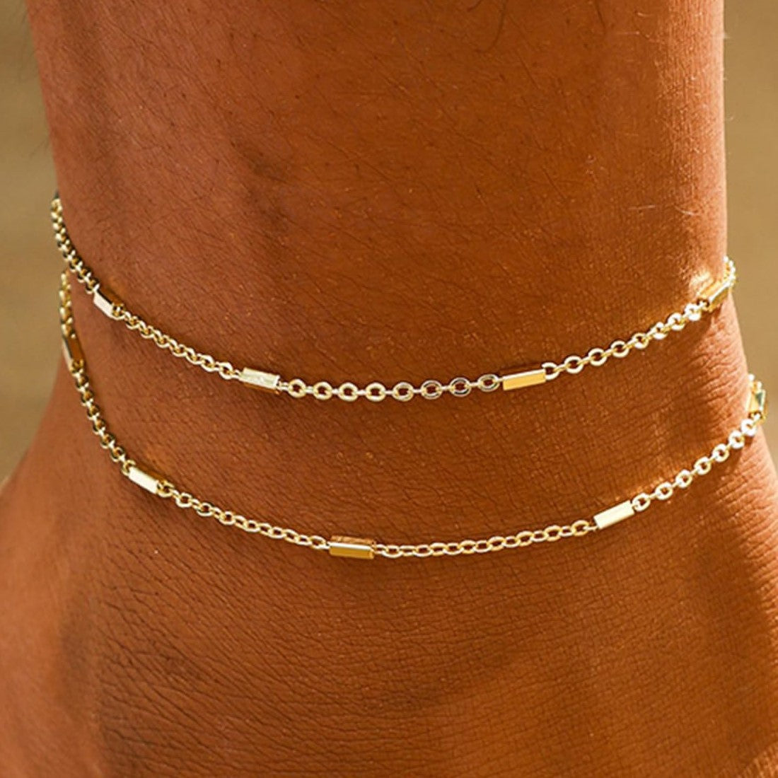 Bohemian Geometric Alloy Anklet for Women