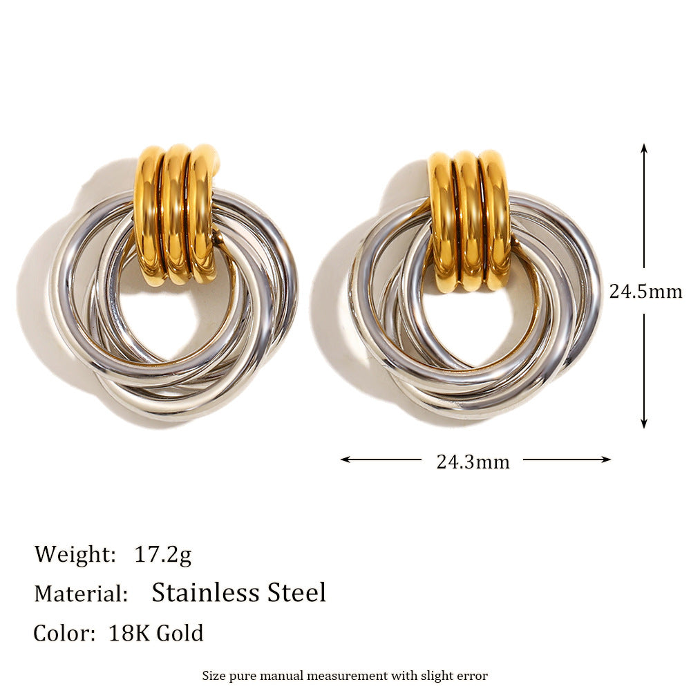 Orecchini a perno quadrati in giada nera minimalisti alla moda con base in acciaio inossidabile e placcatura in oro 18 carati, motivo floreale con trama perlata