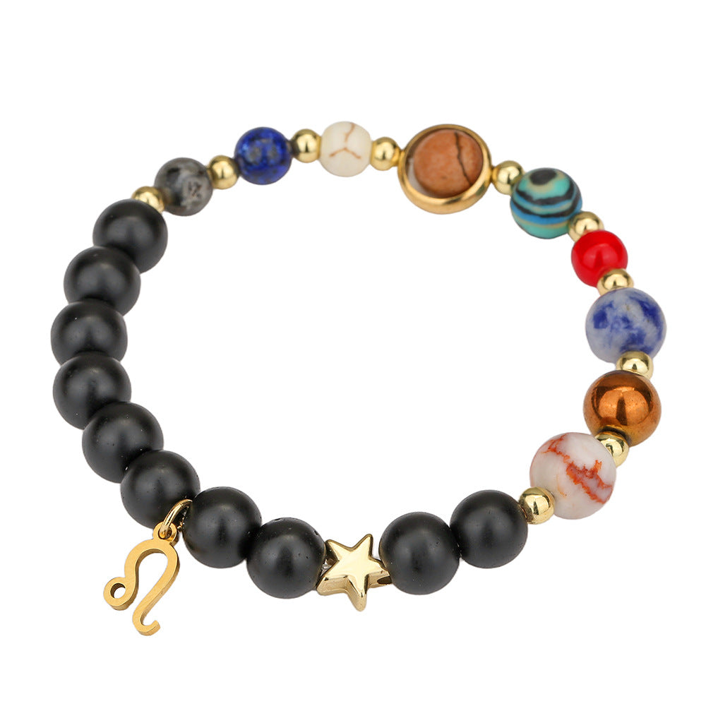 Constellation Geometric Stainless Steel and Alloy Beaded Bracelet with Natural Gemstone for Unisex