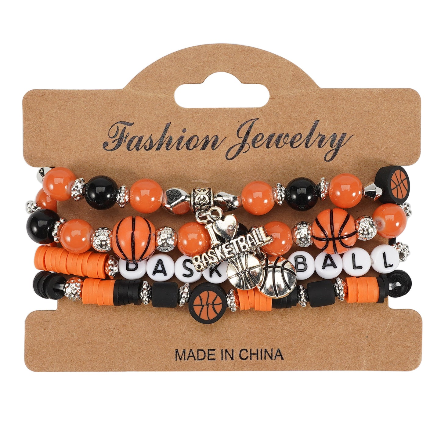 Unisex Sports Ball Charm Bracelet Set Glass Basketball Football Baseball Volleyball Elements