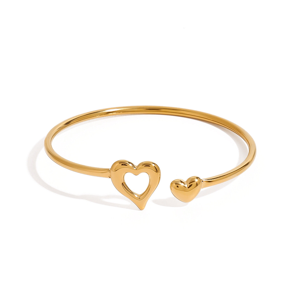 Bracciale Minimalista a Cuore in Acciaio Inox con Finitura Placcata per Donna