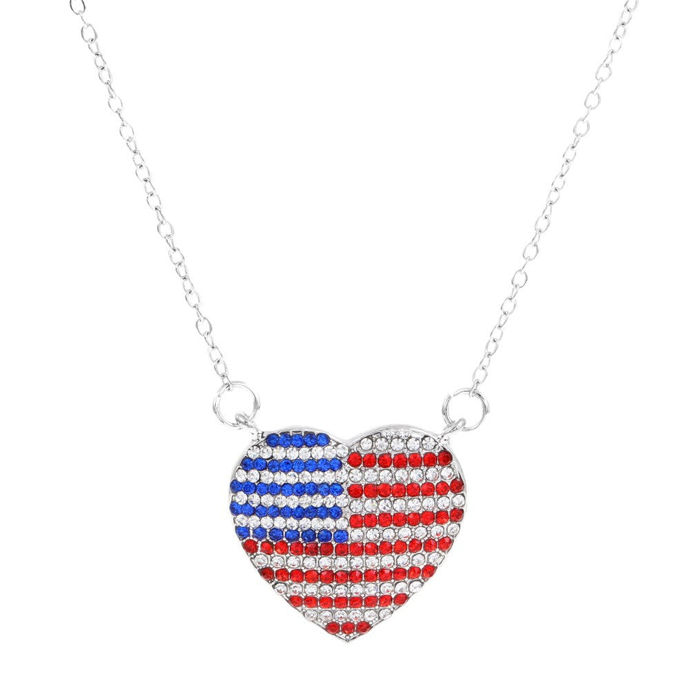 Minimalist Rhinestone Inlaid Heart & Wing Pendant Zinc Alloy Necklace with Cable Chain