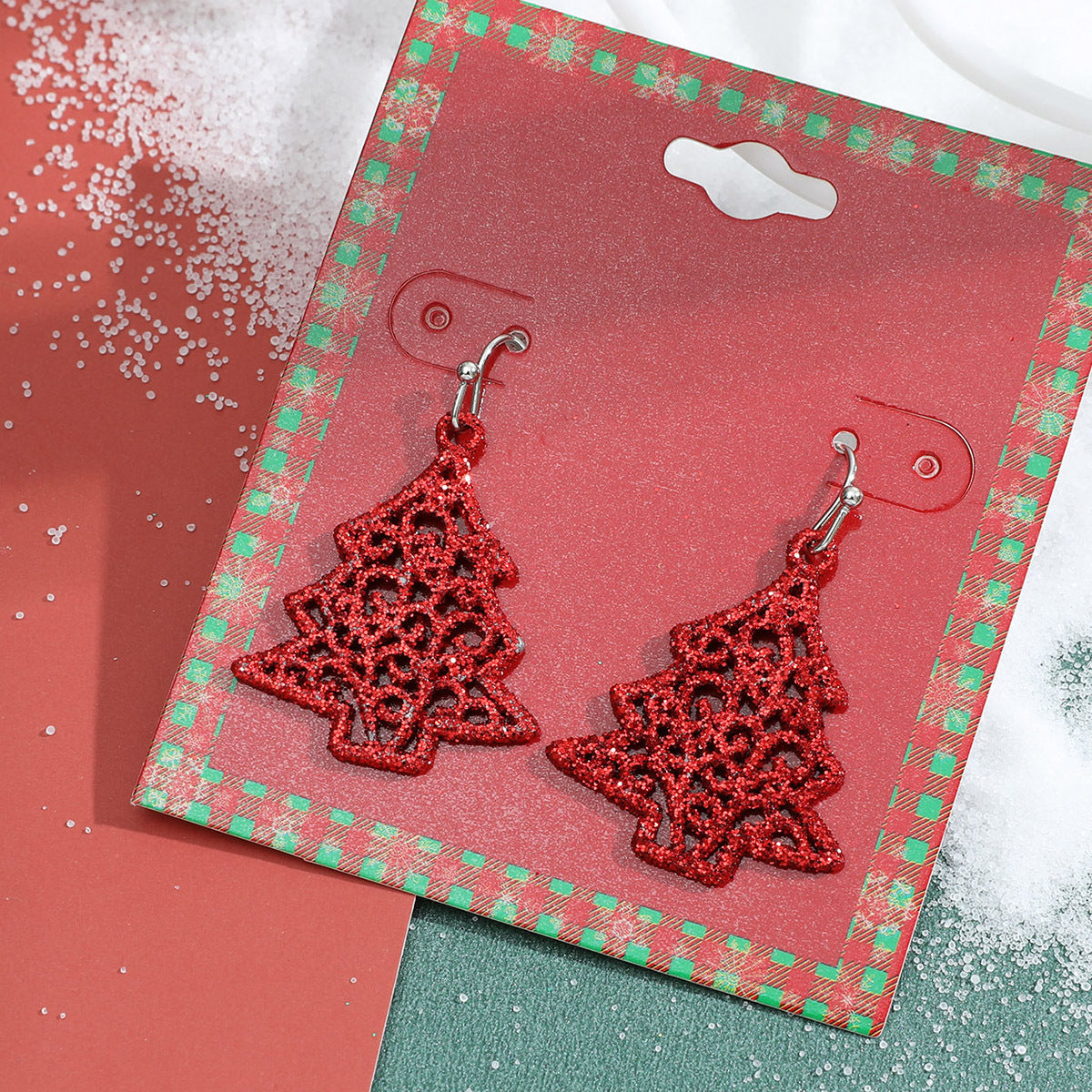 Pendientes de Navidad geométricos estilo Ins para mujer con esmalte de copo de nieve, reno y cascabel.
