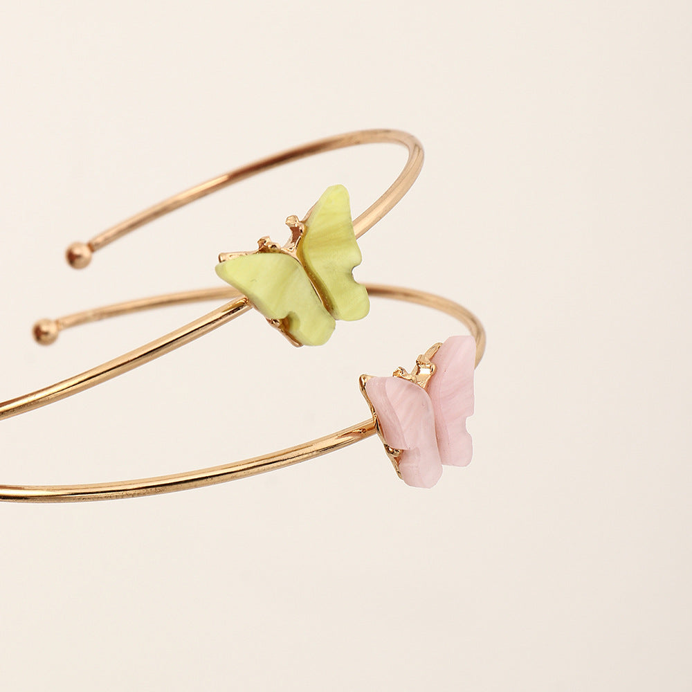 Bracciale a forma di farfalla in lega per bambine con finitura placcata, stile principessa, design minimalista