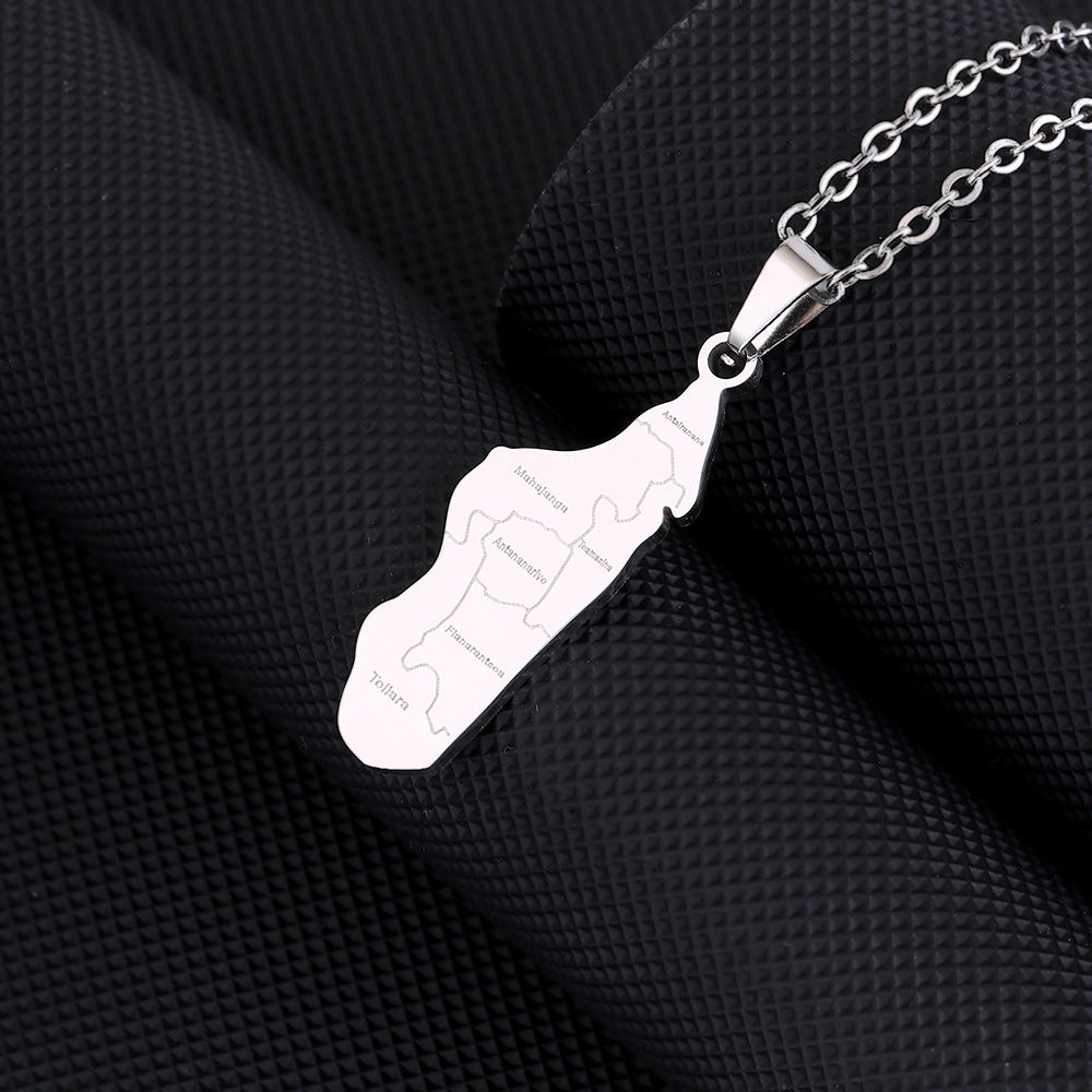 Collana Pendente Geometrica in Acciaio Inossidabile con Ciondolo in Acciaio al Titanio, Galvanizzata, a Catena O, Accessorio Moda Unisex