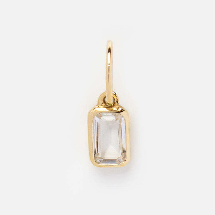 Minimalist Square Brass Pendant with Cubic Zirconia Inlay DIY Charm Bar for Women