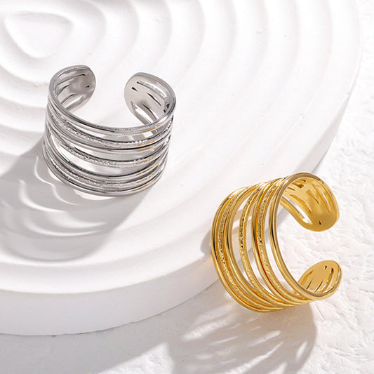 Minimalist Titanium Steel Adjustable Ring with Geometric Shape and Plated Finish for Women