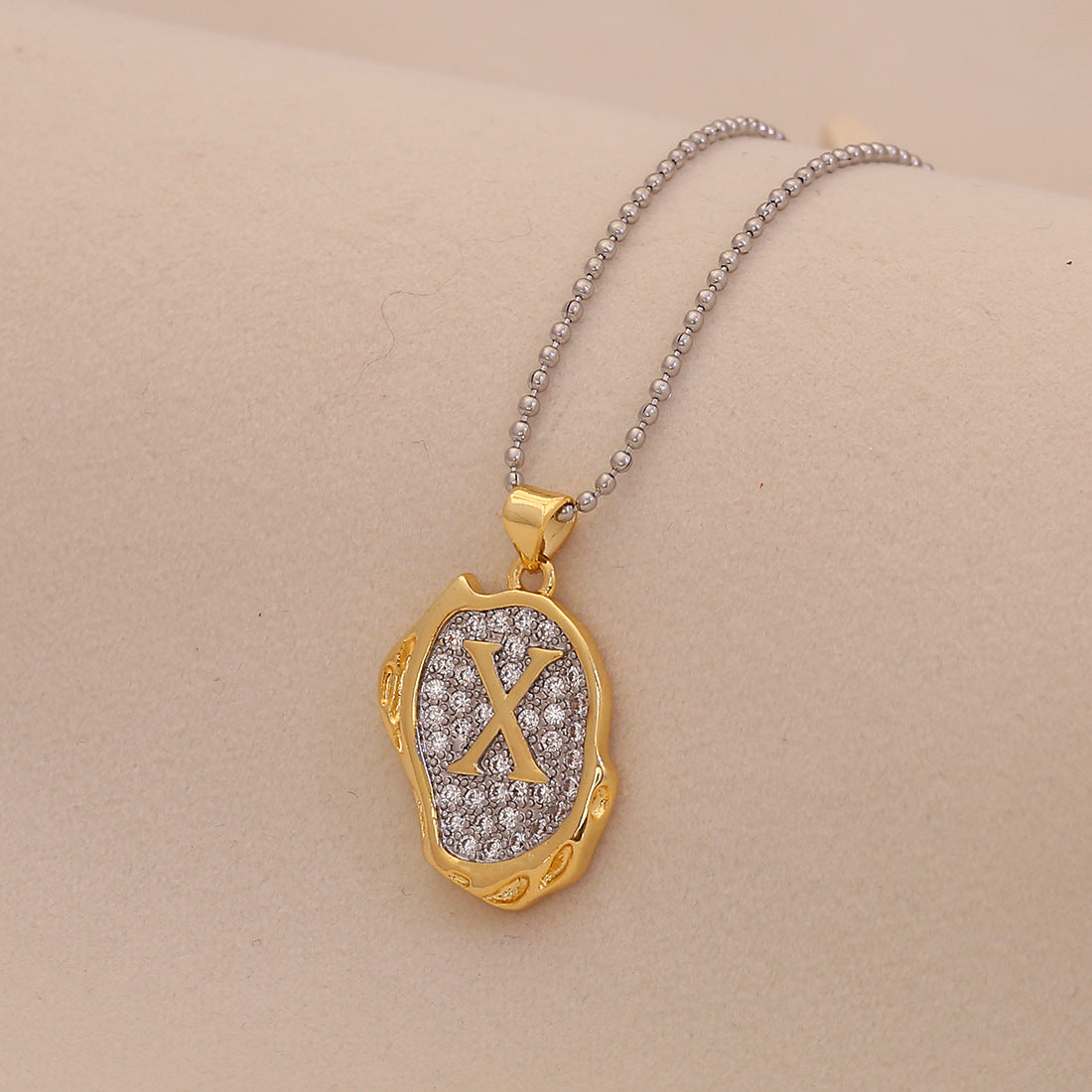 Retro Letter Pendant Necklace for Women in Brass with Minimalist Elegant Locket Style