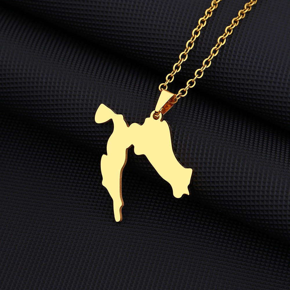 Collana con Pendente Geometrico Minimalista in Acciaio Inossidabile con Ciondolo in Acciaio al Titanio e Finitura Placcata, Unisex