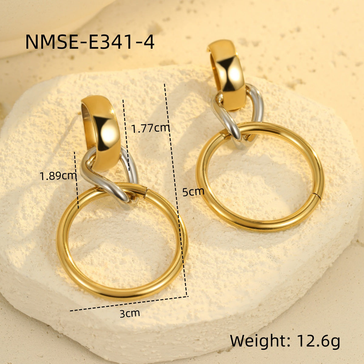 Pendientes de aro minimalistas geométricos de acero inoxidable con chapado en oro y plata para mujer