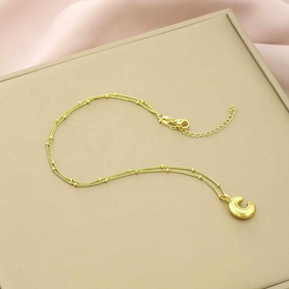 Collar Colgante con Inicial Minimalista para Mujer en Cobre con Acabado Galvanizado Cadena Ajustable para Clavícula