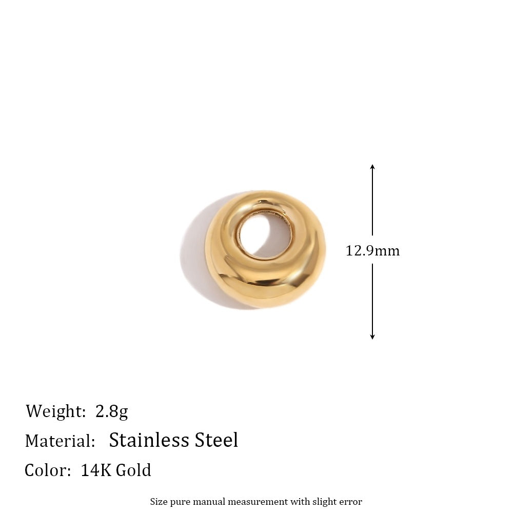 Minimalist Geometric Pendant with 14K Gold Plated Stainless Steel Round Heart Shape and Greek Key Pattern for DIY Jewelry Making