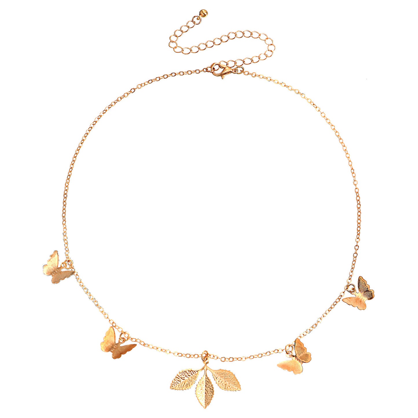 Minimalist Adjustable Clover Butterfly Pendant Necklace for Women in Alloy with Plated Finish