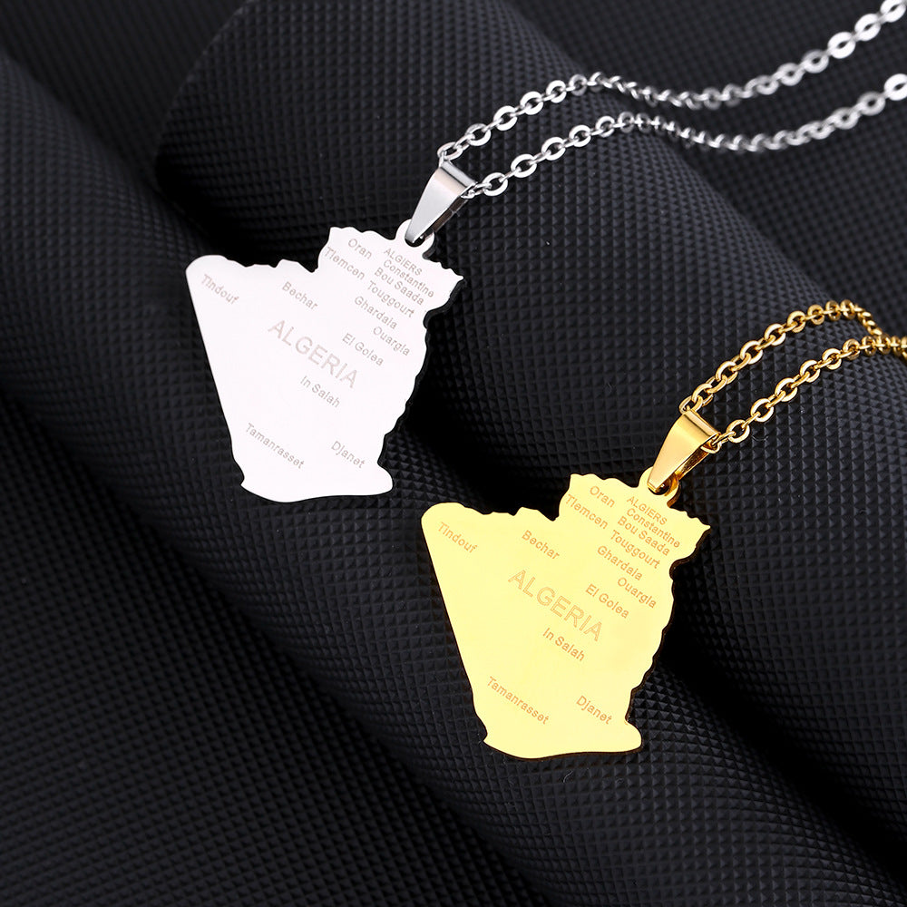 Collar con Colgante Geométrico de Acero Inoxidable para Mujer con Dije de Acero de Titanio y Acabado Chapado en Cadena Tipo O