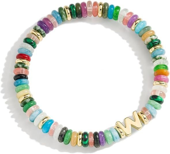 Bohemian Sweet Natural Gemstone Letter Beaded Bracelet for Women