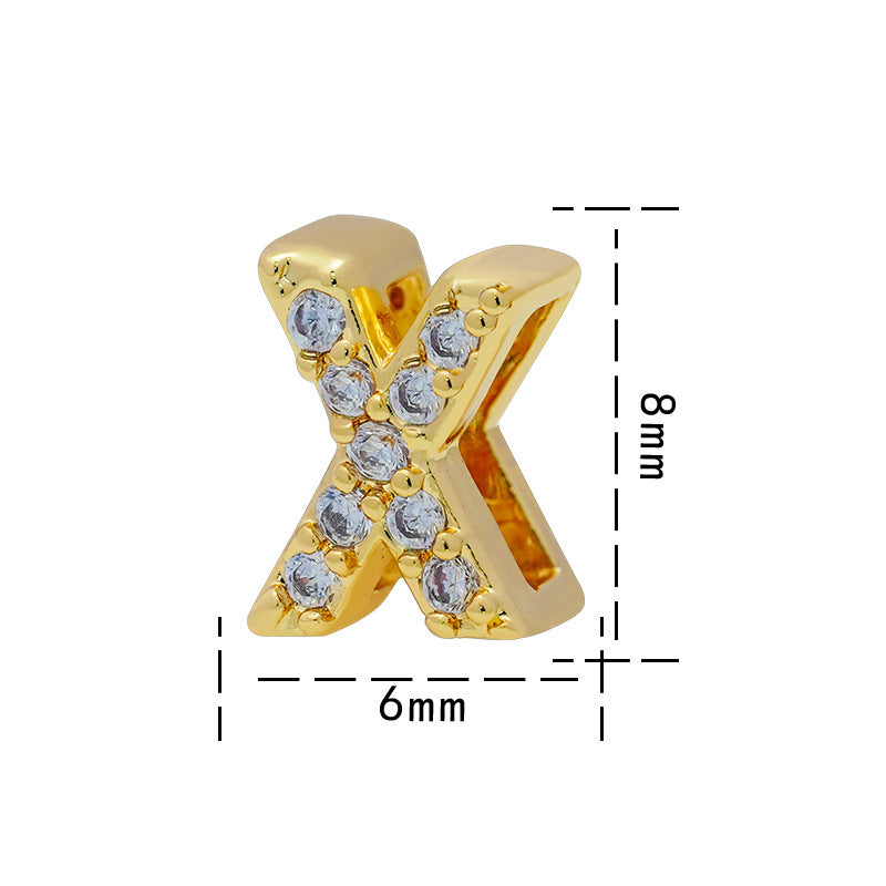 Collana con Ciondolo a Lettera Minimalista da Donna in Acciaio al Titanio con Placcatura in Oro 18K e Strass su Catena O-Ring
