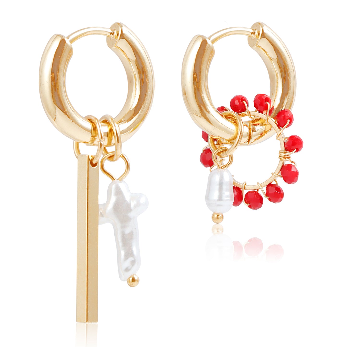 Geometric Woven Crystal Hoop Earrings for Women with Plated Finish Minimalist Fashion Accessory