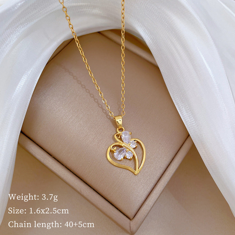Geometric Minimalist Titanium Steel Necklace with Copper Pendant Plated in Real Gold Irregular Chain